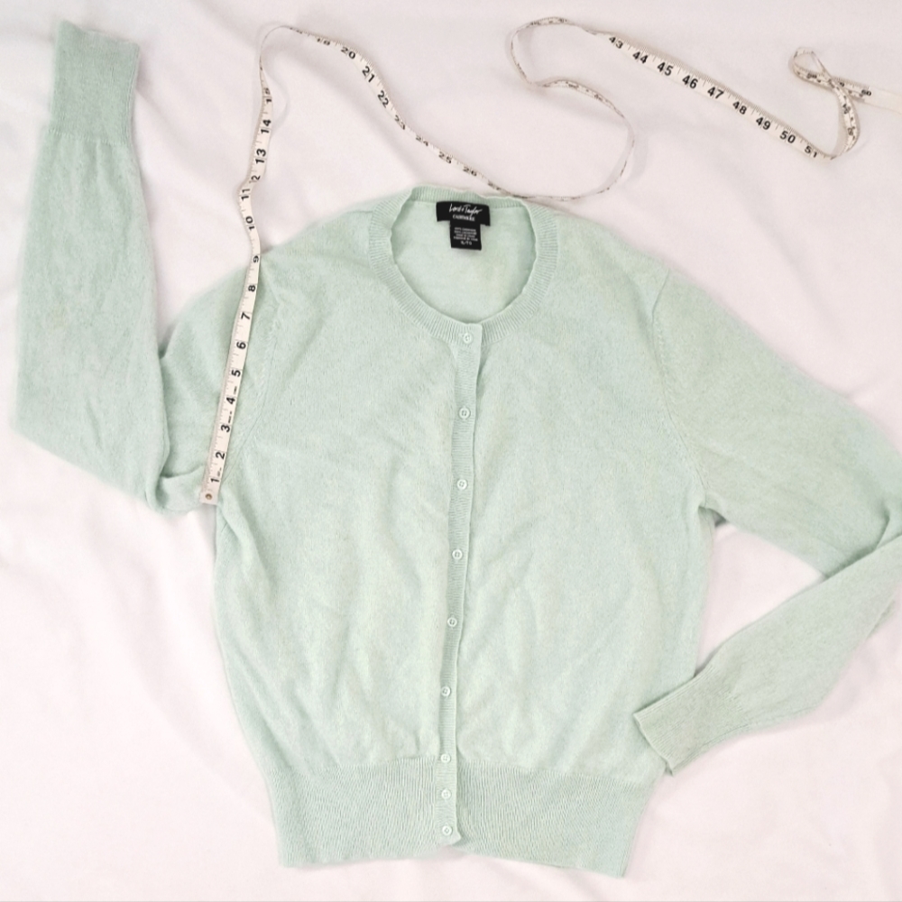 LORD & TAYLOR Mint Green Cashmere Cardigan Sweater - Picture 11 of 15